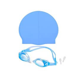 Lente natación con gorra silicona celeste en Uruguay - Musculomania